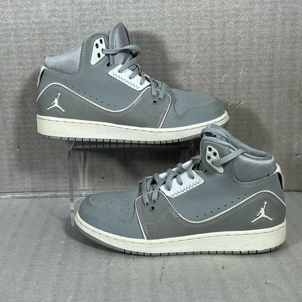 Nike Jordan 1 Flight 2 Sneakers #631784-014 Grey/White Leather SZ 5Y/Women's 6.5